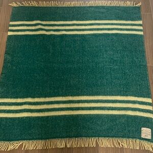 Netherfield Mill Abraham Moon & Sons Green & Cream Striped Wool Throw Blanket